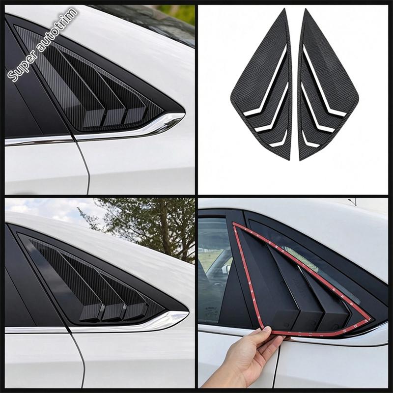 Car Rear Window Shutter Louver Side Vent Sunshade Panel Cover Trim Black Carbon Fiber Accessories For GEELY EMGRAND  - 2025