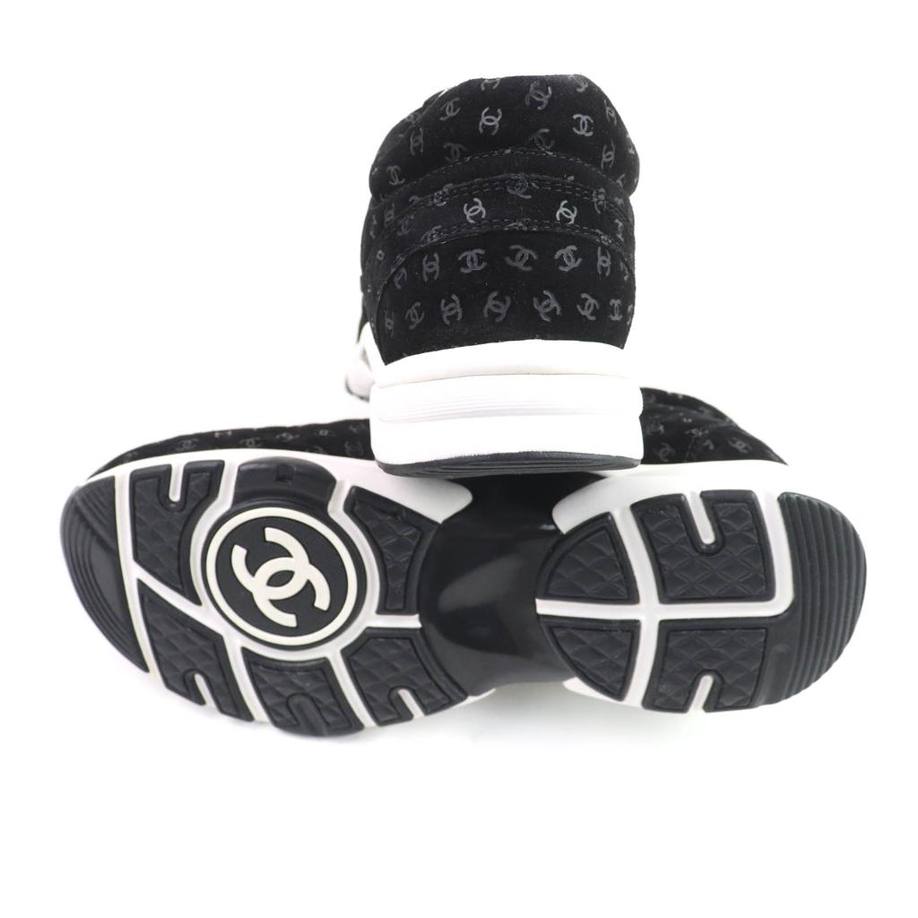 Excellent CHANEL sneakers black Suede leather Women 37 G39230 Used