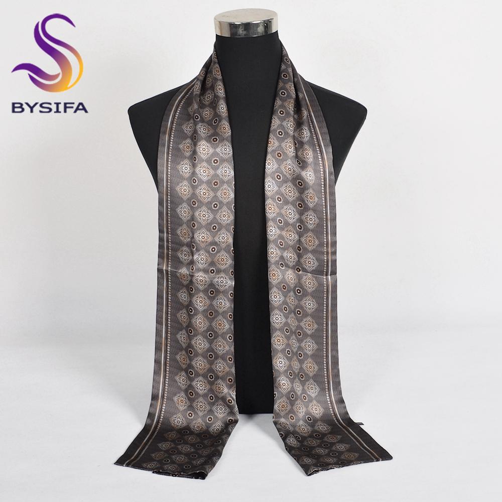 BYSIFA|Blue Red Silk Scarf Cravat Men Winter Fashion Floral 100% Silk Male Long Scarves Cravats Brand Soft Long Scarf 160*26cm