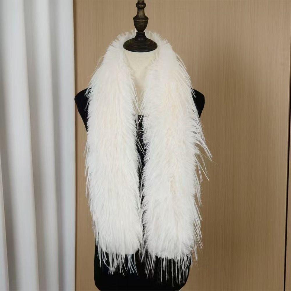 Thick Fluffy Plush Long Strip Scarf 180cm Ladies Tassels Scarf Fashionable Y2K Girl Scarf  for Warm