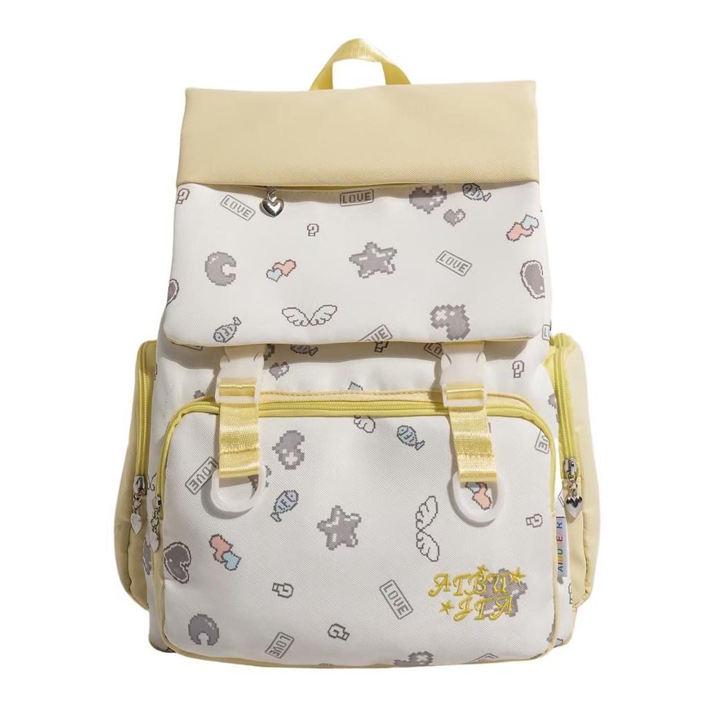 Schoolbag new Korean version fashion double backpack junior high school college style schoolbag cute casual ins niche travel backpack