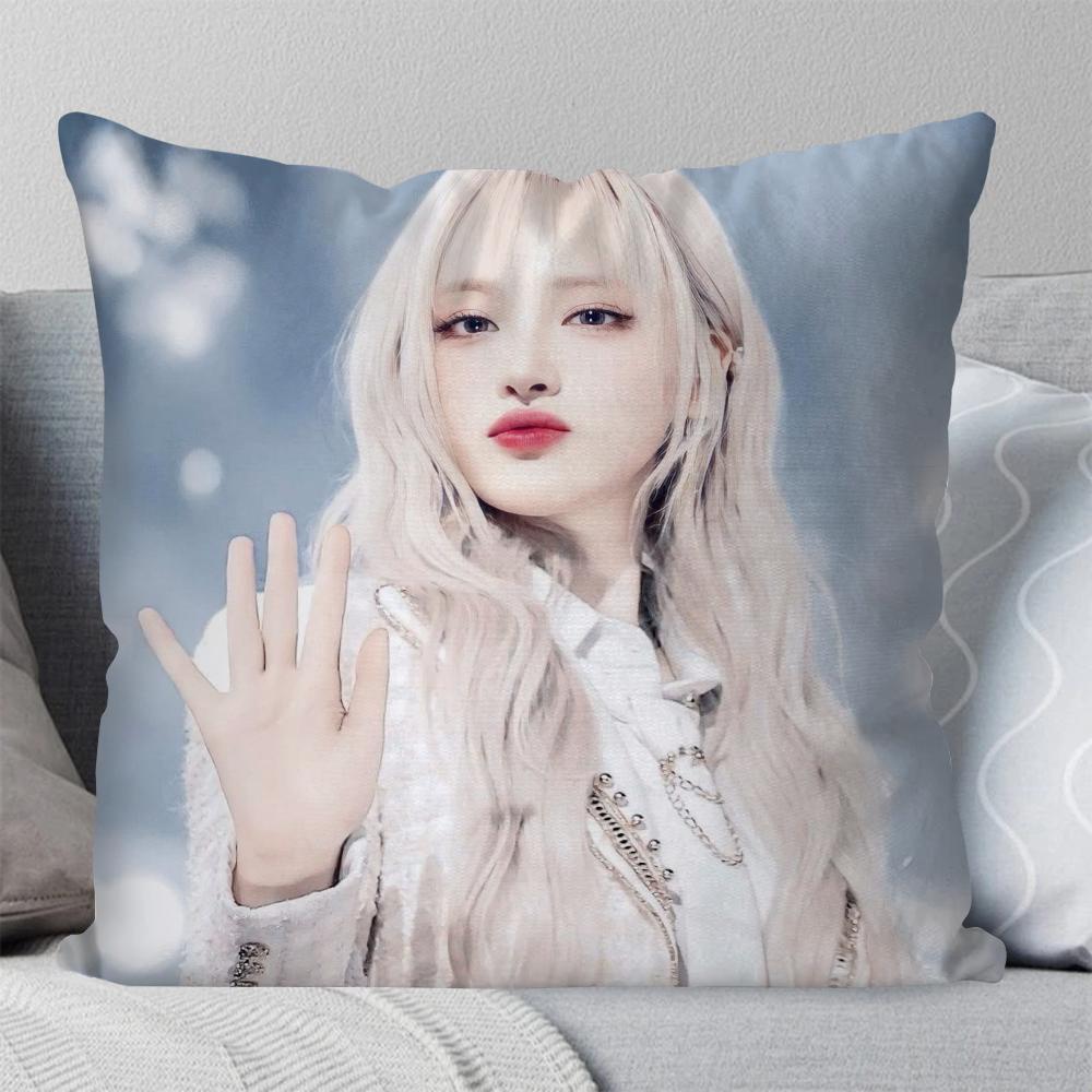 Liz Girlgroup I-ive Kissenbezug Quadratisches Kissen Schlafzimmer Sofa Freizeit Komfort Kissen Auto Wohnzimmer Heimdekoration 40X40