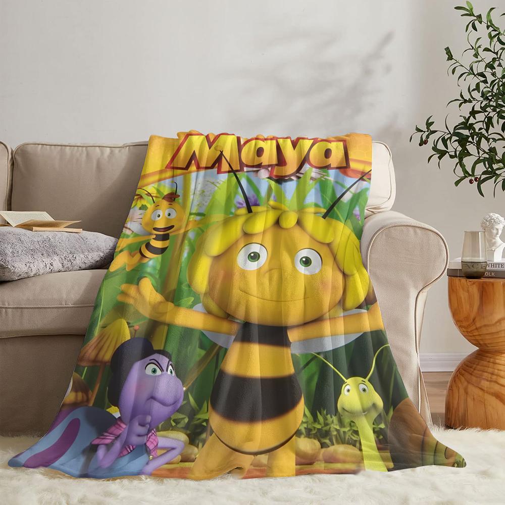 RIPMMaya The Bee With Flowers Throw Soft Flannel Throw Summer Blanket Lightweight Cozy Nap Blanket for Sofa Bed TravelR-I-P