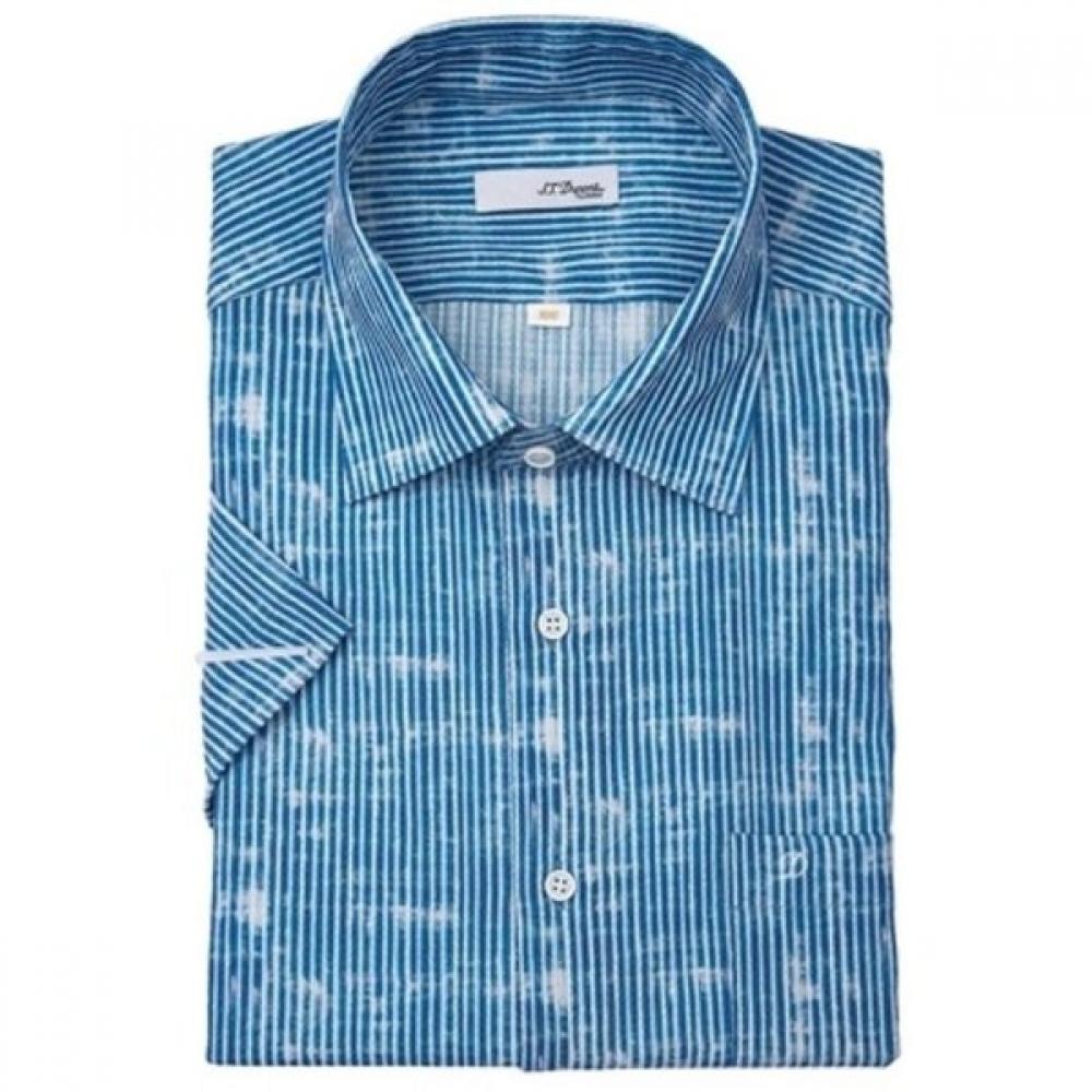S.t. Dupont Short Sleeve Regular Fit Striped Shirt Se6mm11hs109sbu 1)109BU/95