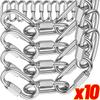 20/10pcs Quick Link Ring Stainless Steel Heavy Duty Carabiner D-Lock Repair Pet Keychain for Outdoor Travel Equipment Connector
