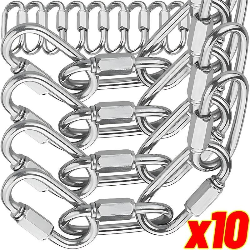 20/10pcs Quick Link Ring Stainless Steel Heavy Duty Carabiner D-Lock Repair Pet Keychain for Outdoor Travel Equipment Connector