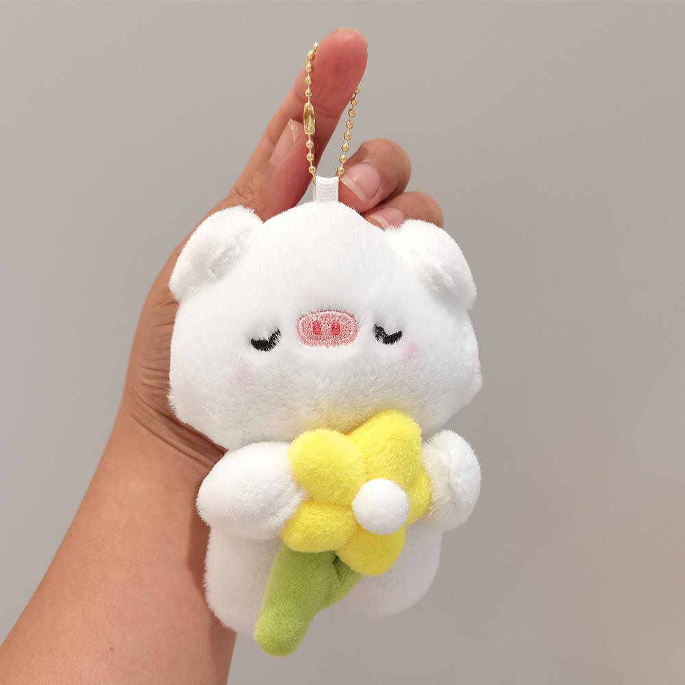 Cute Plush Bear Keychain Dolls White And Pink Small Pendant For Girlish Schoolbag Charms Wedding Gifts Toys