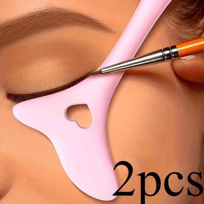 2 Stück [Wiederverwendbare Eyeliner-Schablone] Multifunktionale Silikon-Eyeliner-Schablone| Leicht zu reinigen, Mascara-Schutz, Eyeliner-Führung, Geeignet für Make-up