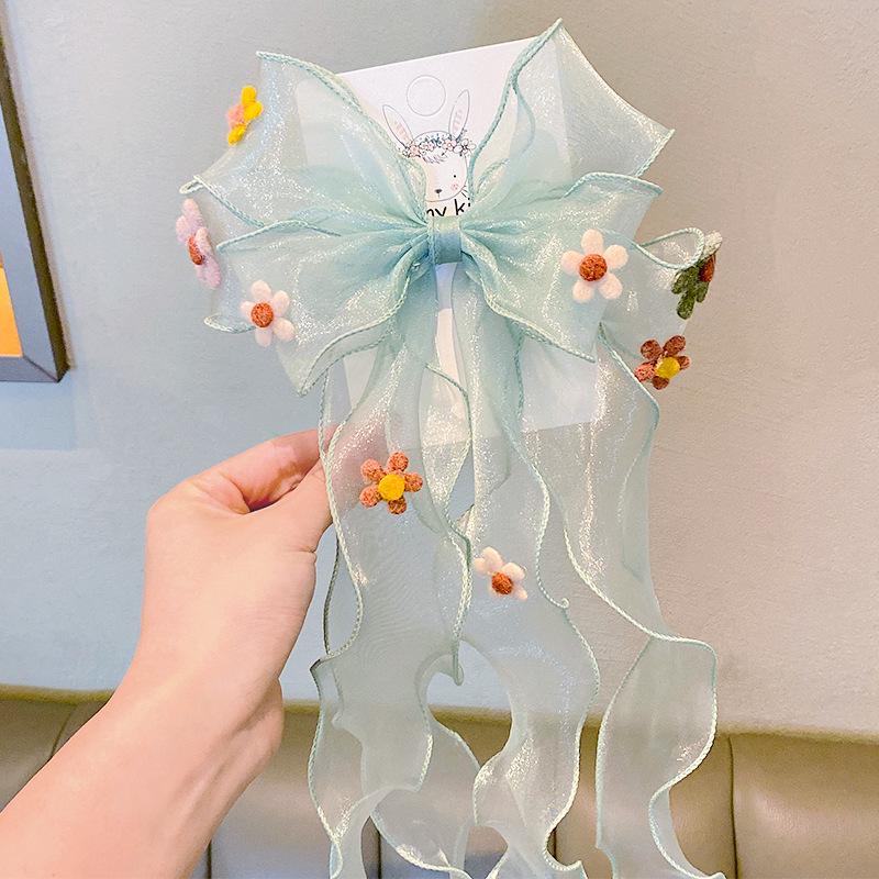 

Детская градиентная повязка с бантом и набор заколок для волос с косой русалки