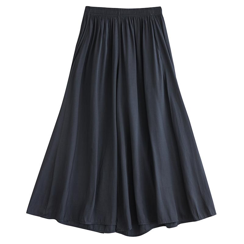 Negru Mărimi mari Vintage Talie înaltă Casual Larg Lung Vară Pantaloni cu picior lat Femei Pantaloni