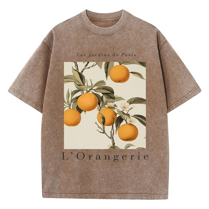 LOrangerie Printing Washed TShirts Womens Cotton Tops Comfortable Distressed ONeck T Shirts Summer Casual Womans Streetwear