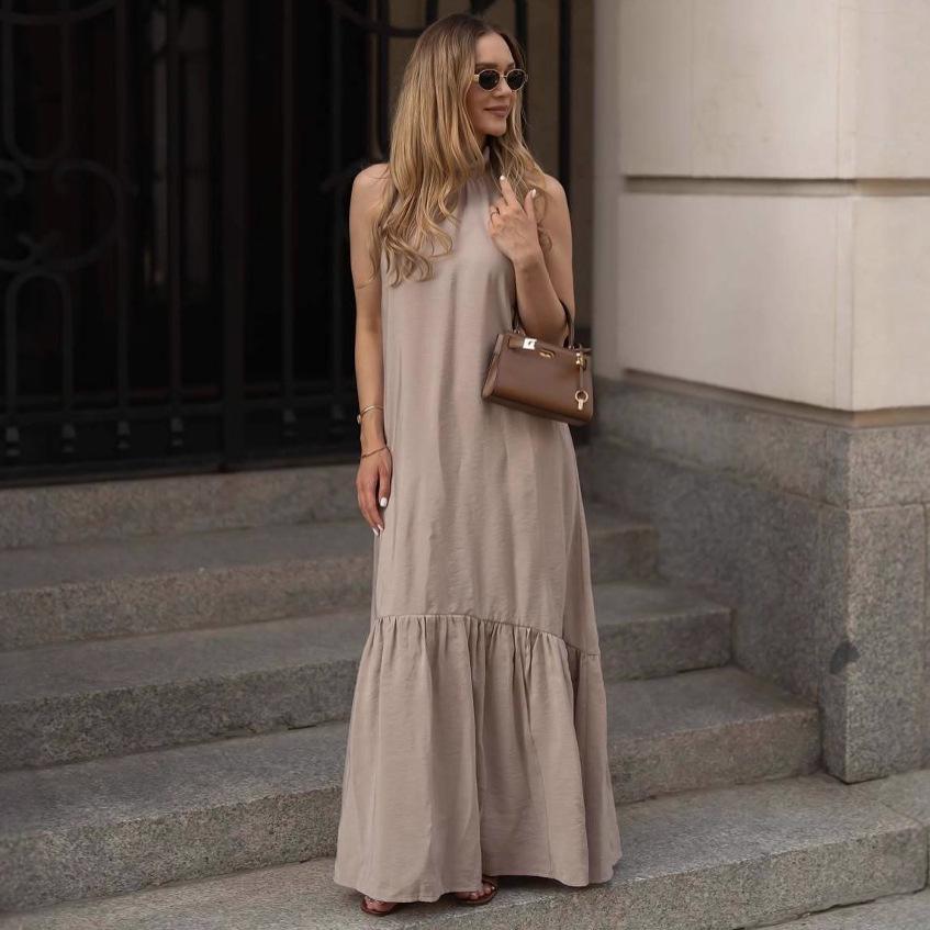 European-American 2025 Sleeveless Backless Summer Casual Long Dress - New Fashion Slimming Design