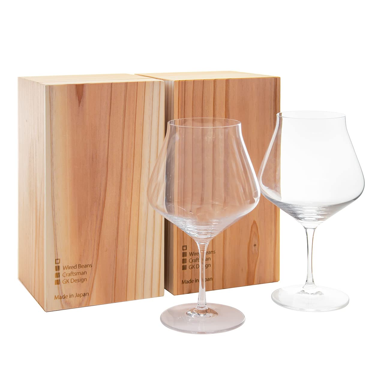 

Wired Beans Eternal Burgundy Set of 660ml Wine in a Japanese Cedar Box Glasses, K, 2, Glasses,