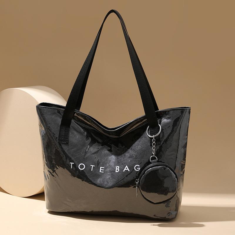 Large Capacity DuPont Paper Jelly Bag Fashion Versatile Transparent Waterproof Tote Bag Commuter Tote Bag