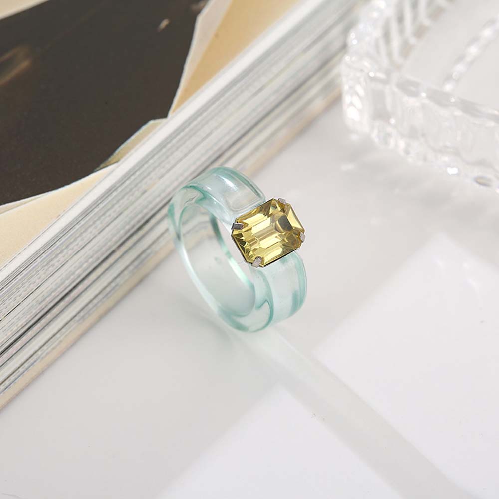 Trendy Retro Cool Acrylic Women Jelly Color Resin Rings Finger Ring Fashion Jewelry Transparent