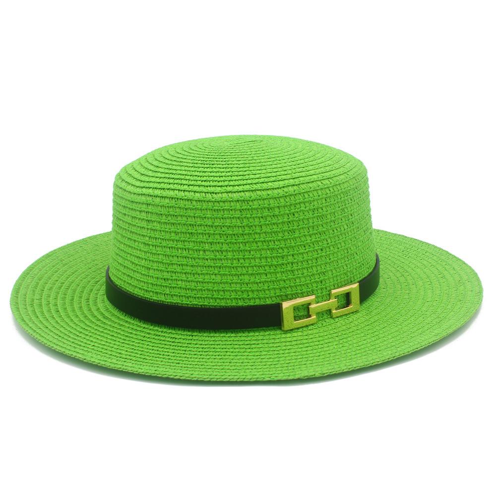 French Flat-top Straw Hat Women's New Spring and Summer Seaside Beach Hat Outdoor Sunscreen Sunshade Retro Straw Top Hat