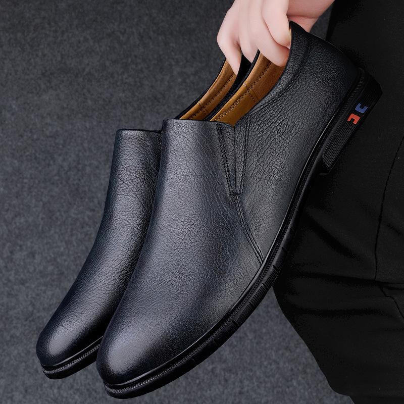Men's shoes loafer leather shoes outdoor business casual shoes spring low-top foot-fitting leather first-layer cowhide surface single shoes