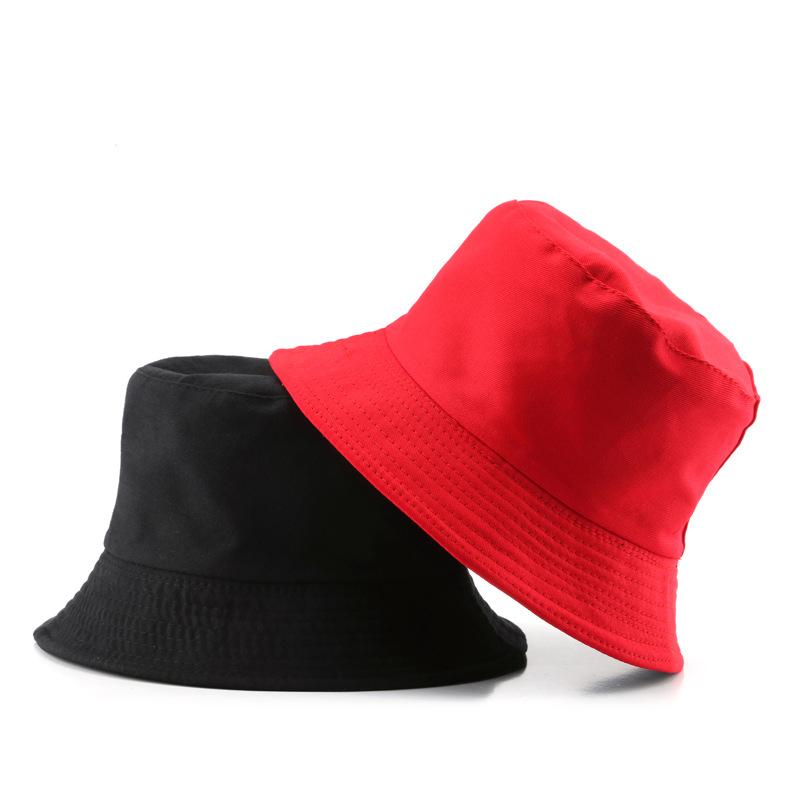 New Men Women Black Solid Bucket Hat Two Side Wear Unisex Simple Bob Caps Hip Hop Gorros Panama Cap Beach Fishing Boonie Sunhat