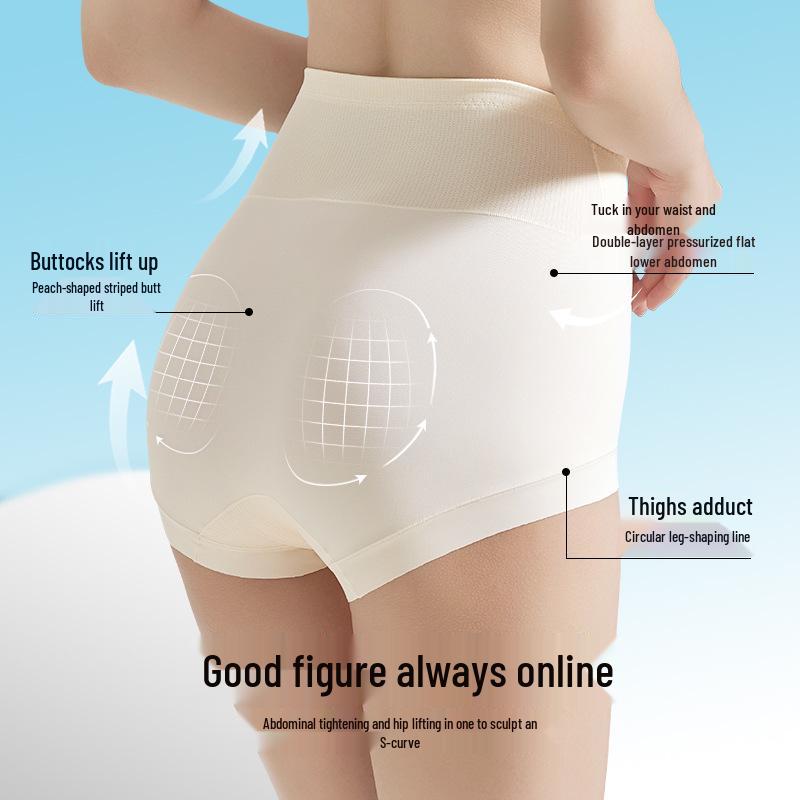 7A Mulberry Silk High-Waisted Antibacterial Tummy Control Seamless Body Shaping Underwear for Women