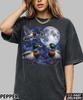 Vintage Mallard Duck 90s Graphic T-Shirt,Mallard Duck Tee,Three Mallard Duck Moon Shirt,Oversized Washed Shirt,Full Moon Wilderness Tee