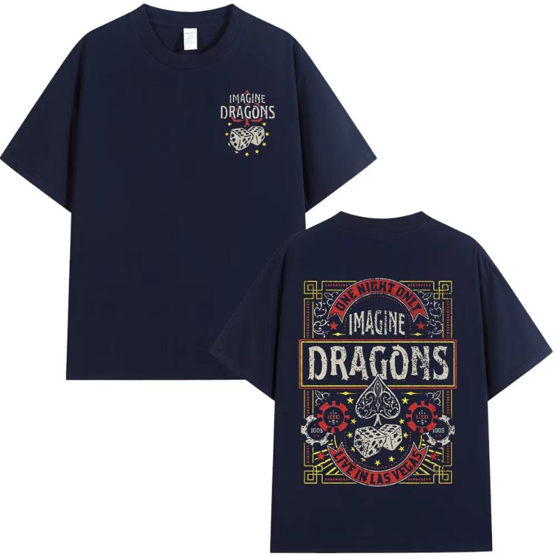 Camiseta de Música del Álbum de Rock Imagine Dragons Moda Hip Hop Camiseta Unisex Mujer Algodón Comodidad Manga Corta Camisetas Streetwear