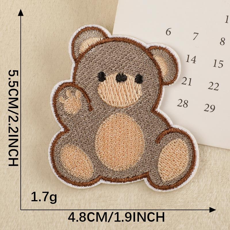Self-Adhesive Cartoon Bear Embroidery Patch for Shoes, Hats, and Bags