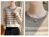 Women's Striped Crew Neck Wool Sweater - Autumn/Winter Loose-Fit Cashmere Knit