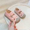 Children's Toes Capped Sandals Anti-kicked Boys Girls Hollow Sandals with Buckle Solid Color Kids Summer Beach Shoes 2024 New