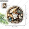 2D flache hängende Dekoschilder, Innenwand- oder Türdekoration, das Muster ist Zwerg und Kaffee, interessante Geschenke für Familie und Freunde
