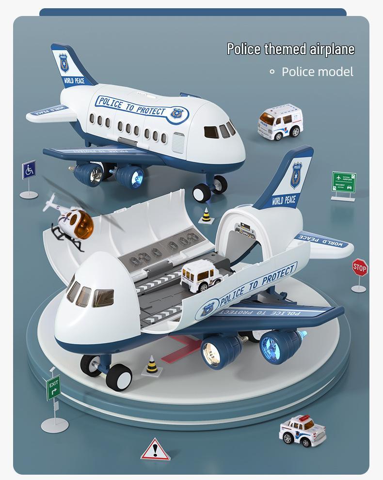 Extra Large Inertial Toy Airplane with Storage, Lights & Music - Educational Toy Set for Kids