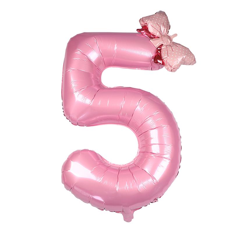 Globos de Cumpleaños con Números 0-9 de 40 Pulgadas Globos Rosas con Lazo de Moño para Cumpleaños de Niñas Princesas Globos para Fiesta de Bodas Globo Gigante con Número