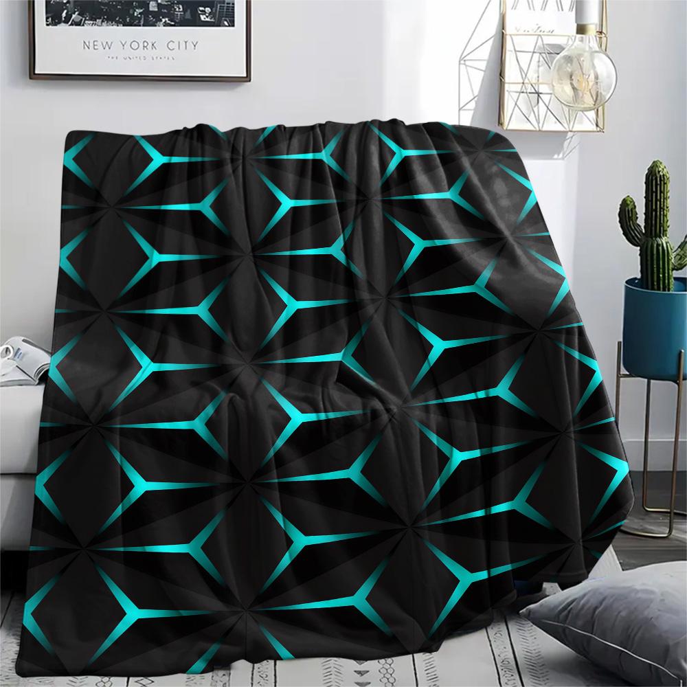 Geometry Print Flannel Blanket, High quality Comfortable for All Seasons, Home Decor, Warmth and Comfort, Perfect for Christmas Gifts