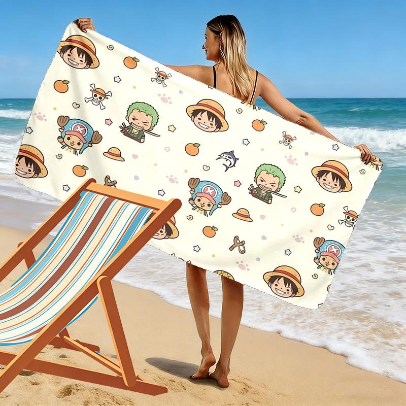 One Piece2 Print Beach Towel, Large Soft Quick Dry Towel for Beach Camping Swimming