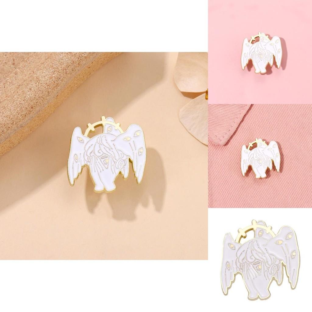 Brooch Alloy Striking Of Cartoon Demon Girl Design With Wings And Halo For Bags Trendy
