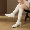 Square Toe Women's Long Boots 2026 Autumn Winter New Large Size Fashion Side Zipper Knight Boots Comfortable Chunky Heel Shoes