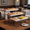 Soporte de Postre de 3 Niveles Resistente Bandeja de Frutas de Triple Capa Plegable para Hotel, Fiesta