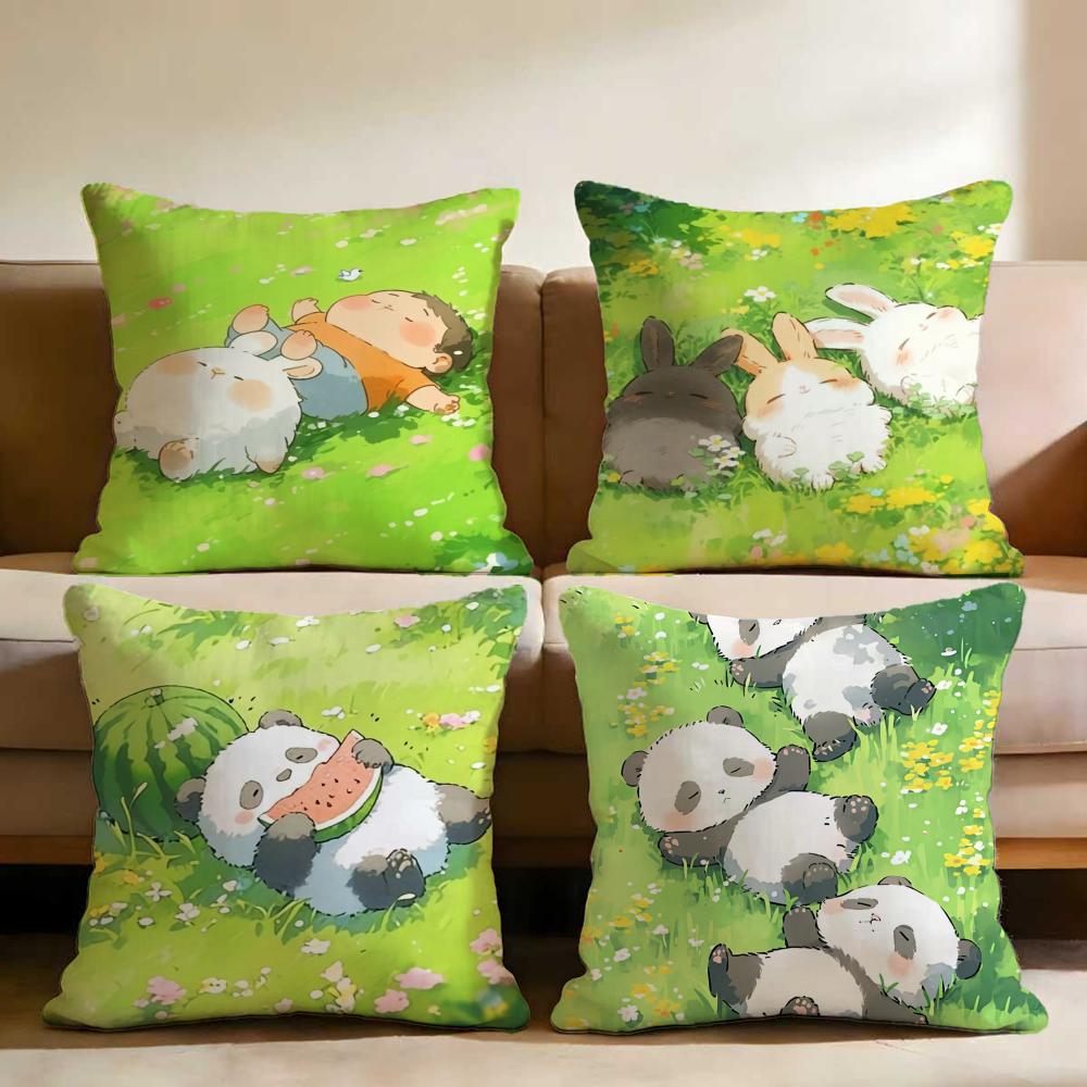 Cartoon Drawing Animal Cushion Cover Multi-Scene Pillow Cover for Home & Car - Reversible, Soft & Durable for Daily Use