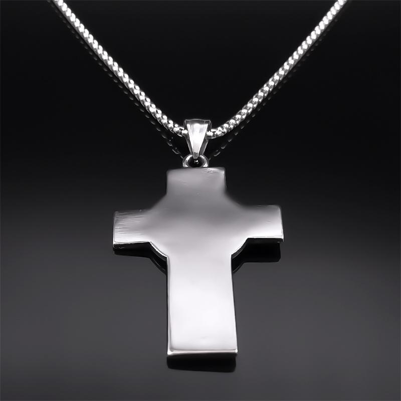 Punk Jesus Christ Necklace for Women Men Silver Color Stainless Steel Male Chain Biker Party Jewelry Corrente Masculina NZZ436S2