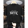 European Sizes Men's T-Shirt New Summer Collection MANIAC Letter Print Classic Trendy Men'S Casual Stylish Short-Sleeve Stretchy Ribbed Round-Neck