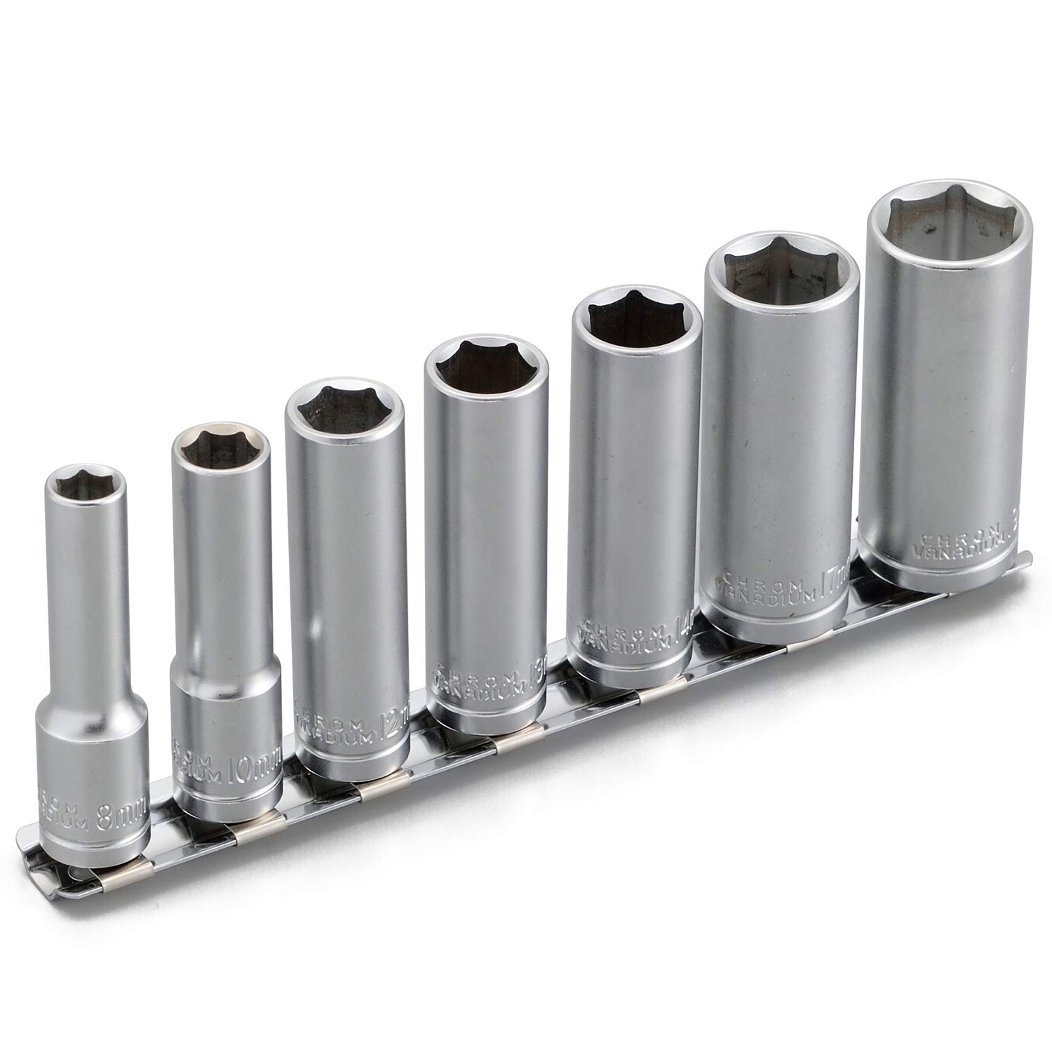 

Набор шестигранных глубоких дюймовых головок Daytona Motorcycle Tools 7 штук с держателем для головок 18923 3/8 (8/10/12/13/14/17/19 мм)