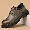 Men's Leather Casual Work Shoes Non-slip Thick Rubber Sole Stylish Low-top Boots Comfortable Outdoor Trendy Casual Shoes for Men