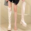 Fashion Comemore Women's High Boots Autumn Platform Thigh High Boots Fashion Women Sheoes Back Zip High Heels Over The Knee Boots Female
