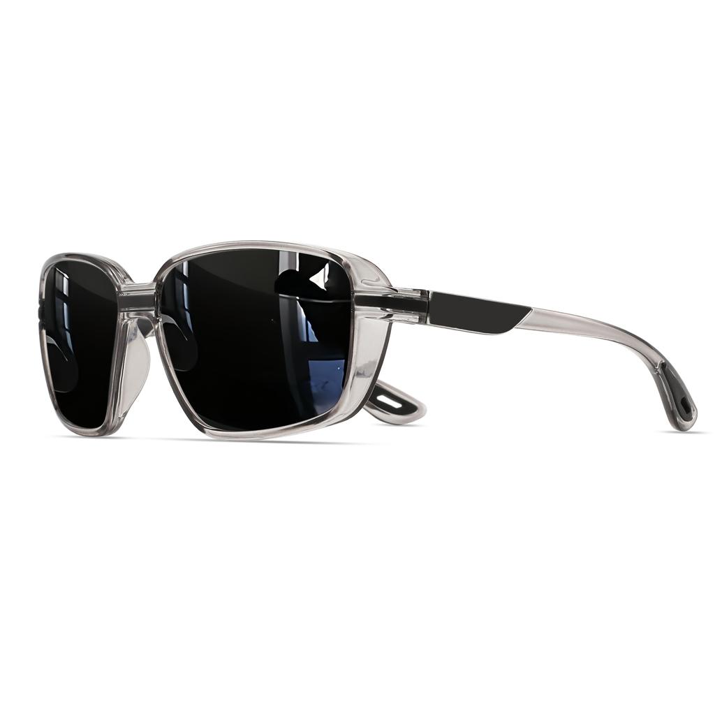 Classic Square Retro Polarized Sports Sunglasses - Oversized Wraparound Frame, UV400 for Fishing, Running, Hiking & Travel