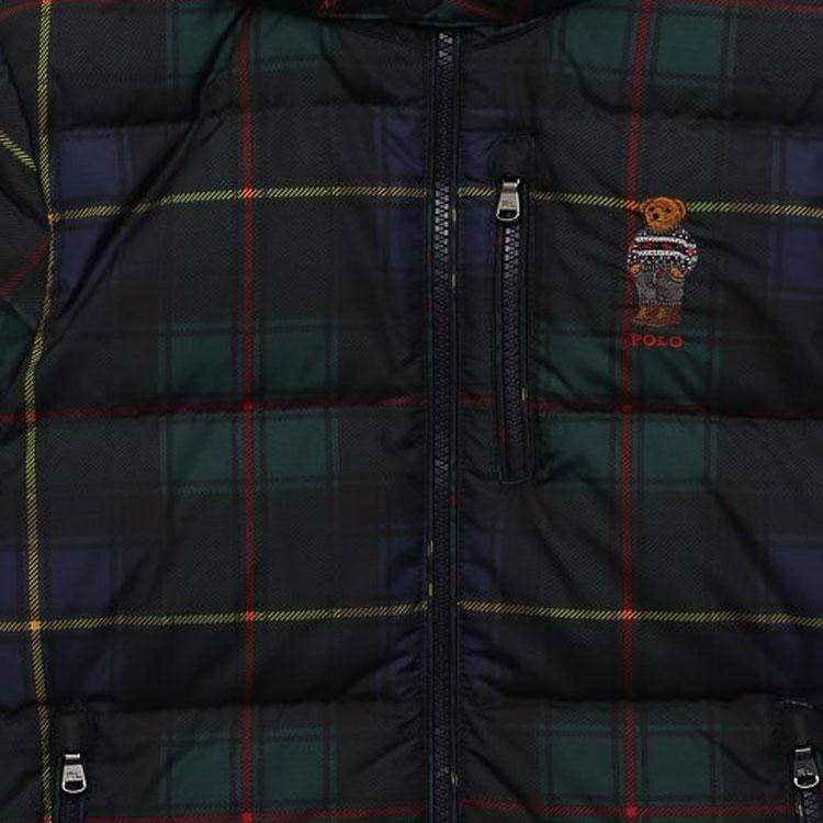 Polo Ralph Lauren Down Jacket Logo Patch Plaid Hooded Long Sleeve Kids Jackets Multicolor 323853455-001