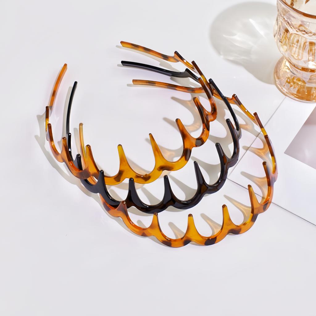 3 Pieces of Wavy, Toothed, High Cranial Top Texture Hair Bands, Pressure-free, Suitable for Both Men and Women