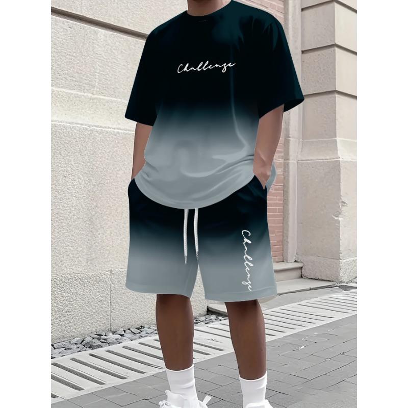 Men's Fashionable Casual Short Sleeved Shorts 3D Set Suitable for Outdoor Street Wear, the Best Choice for Machine Washable Gifts