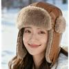 Unisex Winter Windproof Leather Aviator Hat with Warm Ear Protection