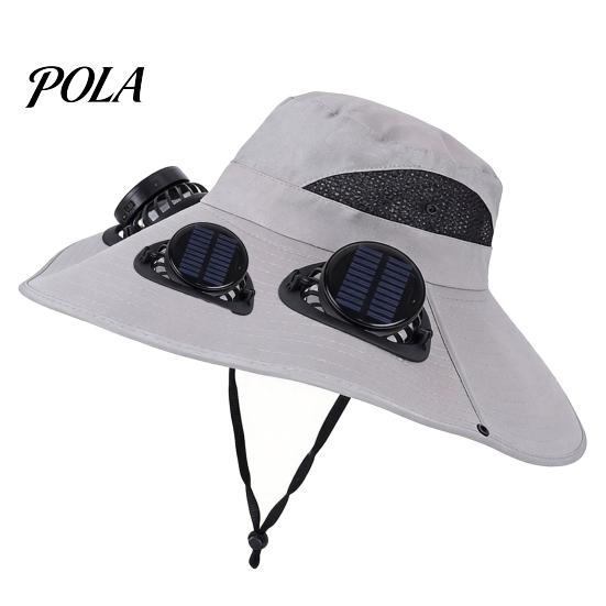 Adjustable Solar Fan Cap Sun Hat with Detachable Design, Three Fans UPF 50+ Bucket Battery Backup Hat, Fit Outdoor Cooling Type-C Charging, Power With