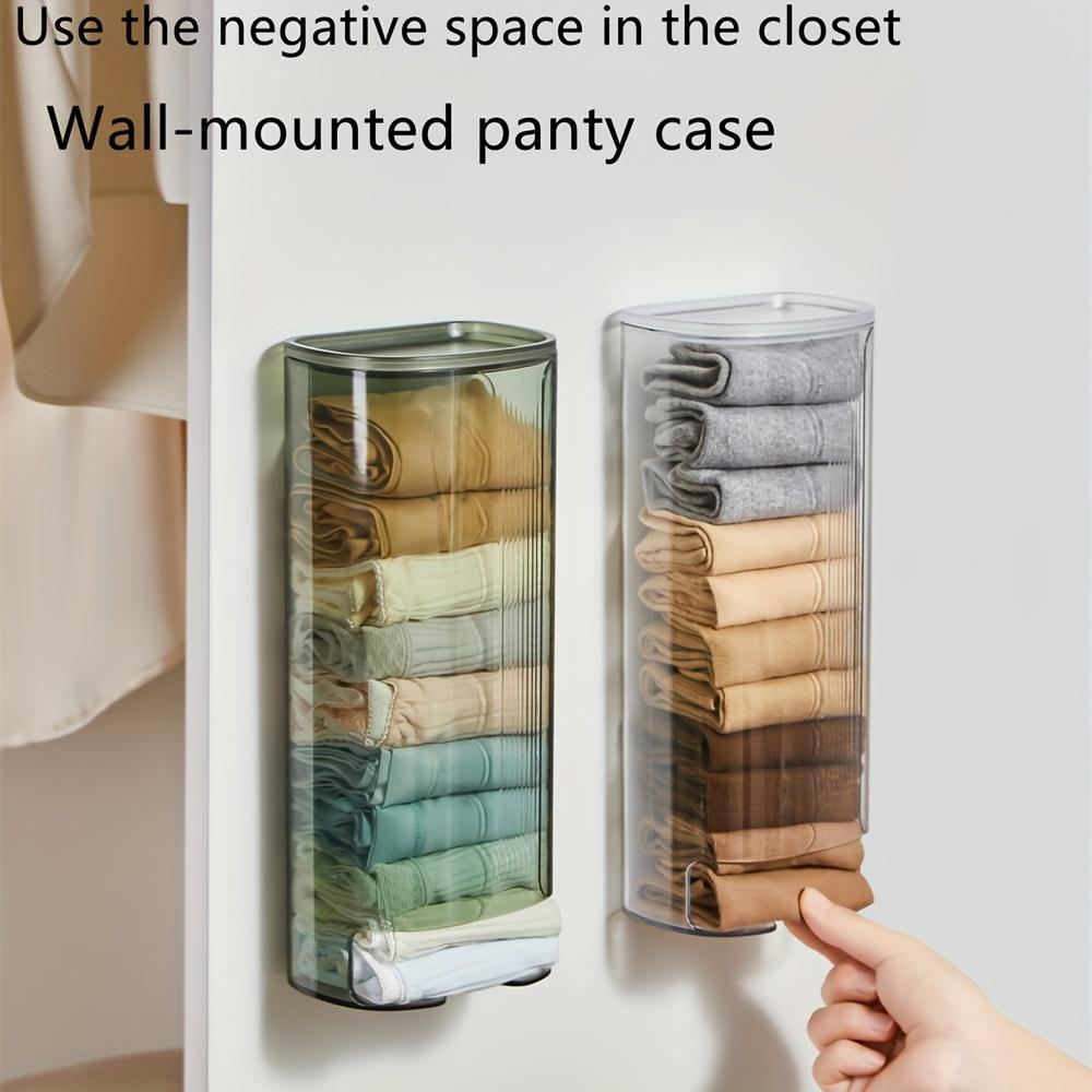 Wall-Mounted Closet Organizer - Transparent Plastic Storage Box for Bras, Socks & Underwear | Multiple Compartments for Under Cabinet Organization