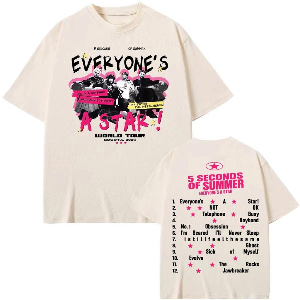Summer Hot Sale Band 5 Seconds Of Summer Everyones A Star 2026 World Tour T Shirts Unisex Harajuku Hip Hop Streetwear T Shirt